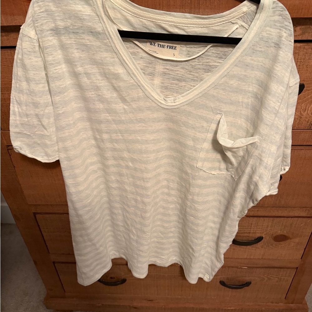 Freepeople Striped V-Neck T-Shirt